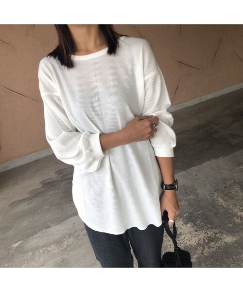 copine(コピン)の「ビッグシルエット!バックヘンリーワッフル7分袖(3color)【クリックポスト対象商品】(Tシャツ/カットソー・レディース・その他)」の9枚目の写真