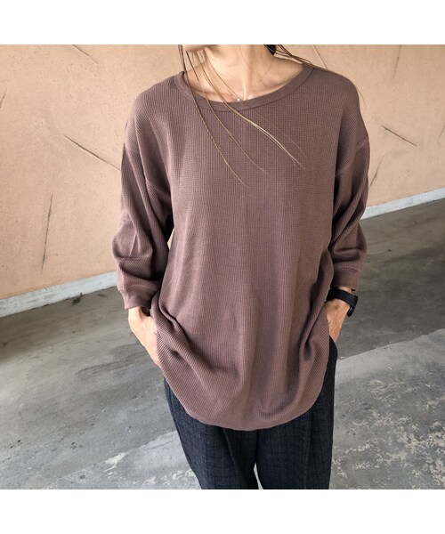 copine(コピン)の「ビッグシルエット!バックヘンリーワッフル7分袖(3color)【クリックポスト対象商品】(Tシャツ/カットソー・レディース・その他)」の6枚目の写真