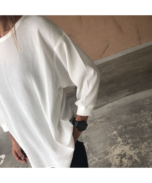 copine(コピン)の「ビッグシルエット!バックヘンリーワッフル7分袖(3color)【クリックポスト対象商品】(Tシャツ/カットソー・レディース・その他)」の12枚目の写真