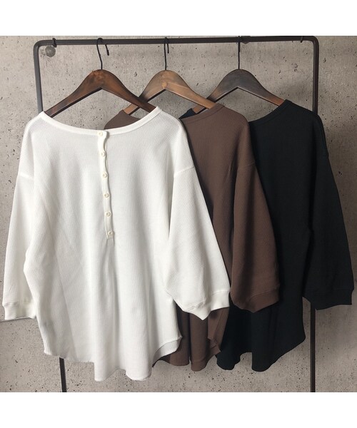 copine(コピン)の「ビッグシルエット!バックヘンリーワッフル7分袖(3color)【クリックポスト対象商品】(Tシャツ/カットソー・レディース・その他)」の14枚目の写真