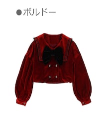 Bobon21 | セーラーミニ丈ベロアトップス-全３色-(スタジャン)