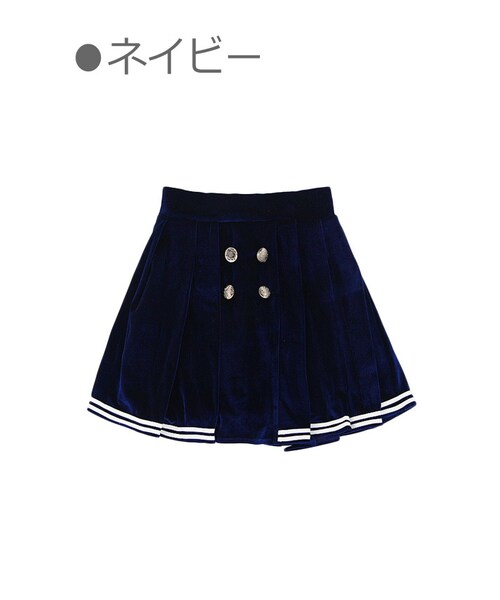 Bobon21（ボボンニジュウイチ）の「ダブルボタンベロアスカパン-全３色-（スカート・レディース・ブラック/ブルー/レッド・S/M/L）」の2枚目の写真