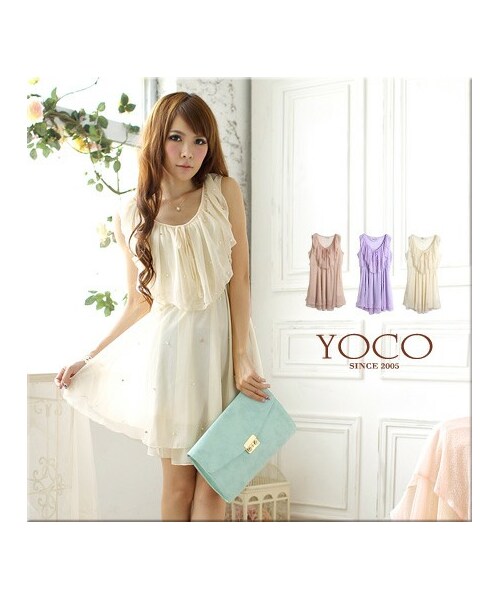 Yoco ヨーコー の 綴珠波浪領雪紡洋裝 ワンピース ドレス Wear