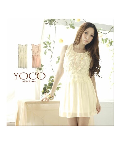 Yoco ヨーコー の 立體綴花收腰雪紡洋裝 ワンピース ドレス Wear