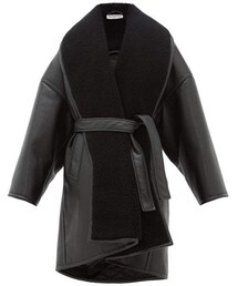 Balenciaga - Oversized Faux Leather Wrap Coat - Womens - Black