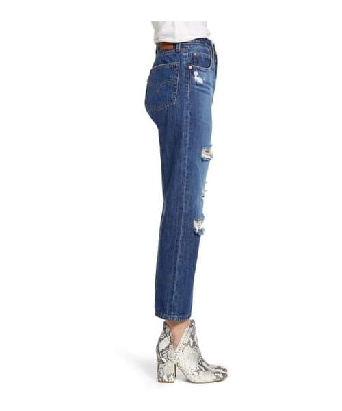 Levi's（リーバイス）の「levi's 501® Ripped Crop Straight Leg Jeans（デニムパンツ・レディース・Blue・28 28/26 28/29 28/27 28/25 28）」の5枚目の写真