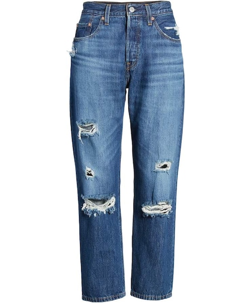 Levi's（リーバイス）の「levi's 501® Ripped Crop Straight Leg Jeans（デニムパンツ・レディース・Blue・28 28/26 28/29 28/27 28/25 28）」の2枚目の写真