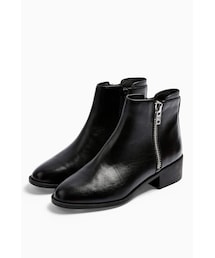 TOPSHOP | Topshop KHLOE Black Zip Flat Boots(ブーツ)