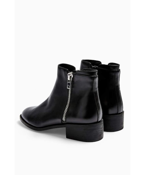 TOPSHOP（トップショップ）の「Topshop KHLOE Black Zip Flat Boots（ブーツ・レディース・Black・10.5/5.5/6.5/7.5/4.5/11.5/9.5/8.5）」の4枚目の写真