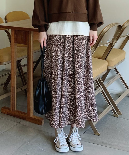 DHOLIC（ディーホリック）の「レオパードフレアスカート（スカート・レディース・ベージュ/ブラウン/ブラック・FREE）」の3枚目の写真