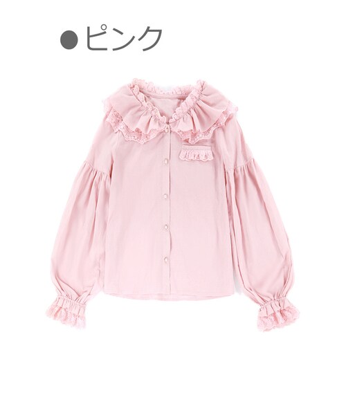 Bobon21（ボボンニジュウイチ）の「ALLコットン２重襟ブラウス（シャツ/ブラウス・レディース・ホワイト/ピンク・S/M/L）」の2枚目の写真