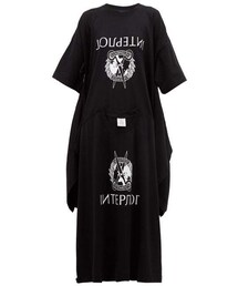 Vetements - Interpol Print Deconstructed T Shirt Dress - Womens - Black