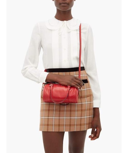 最新作☆【MIUMIU】赤い伸縮性ウエストバンド miu miu(ミュウミュウ)の「Miu Miu - Small Leather Bowling