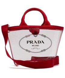Prada - Logo Print Clear Pvc Tote - Womens - Red