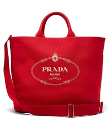 Prada - Logo Cotton Canvas Tote - Womens - Red