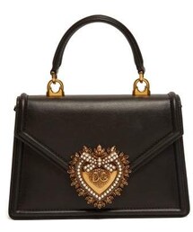 Dolce & Gabbana - Devotion Heart Embellished Leather Bag - Womens - Black