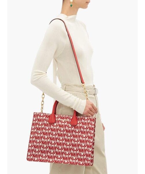 miu miu（ミュウミュウ）の「Miu Miu - Logo Jacquard Leather Handle