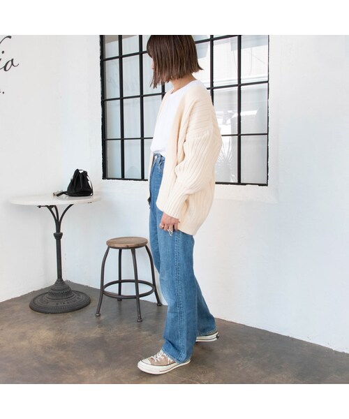 Sheson(シーズン)の「Sheson(シーズン)Select太リブニットカーディガン(カーディガン/ボレロ・レディース・ベージュ/ブラウン/ホワイト・FREE)」の2枚目の写真