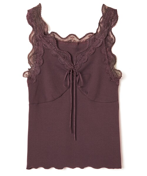 GRL（グレイル）の「スカラップレース付きキャミソール（キャミソール・レディース・ピンク/ブラウン・M）」の2枚目の写真