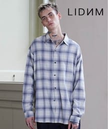 LIDNM | OMBRE CHECK SHIRT/GRY(シャツ/ブラウス)