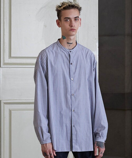 LIDNM（リドム）の「VINTAGE STRIPE SHIRT（シャツ/ブラウス・メンズ・ブルー系・MEDIUM/LARGE）」の2枚目の写真