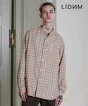 LIDNM | BAND COLLAR CHECK SHIRT/BGE(襯衫)