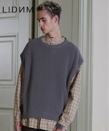 OVERSIZED AZE KNIT VEST/GRY