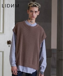 LIDNM | OVERSIZED AZE KNIT VEST/BWN(ベスト)