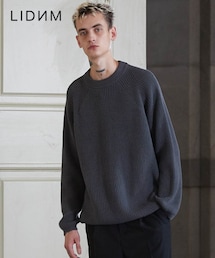 LIDNM | WHOLEGARMENT AZE KNIT/GRY(ニット/セーター)