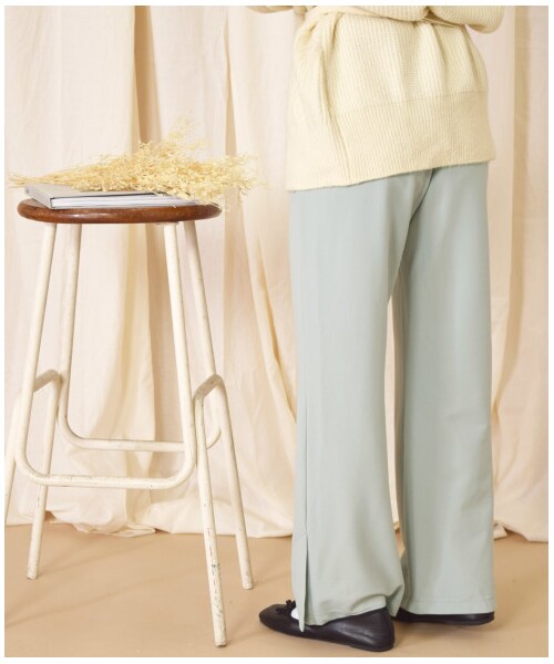 w closet(ダブルクローゼット)の「ツイルカットジョーゼットセミフレアパンツ(パンツ・レディース・ミント/ピンクベージュ/Dピンク/ブラウン・FREE)」の16枚目の写真