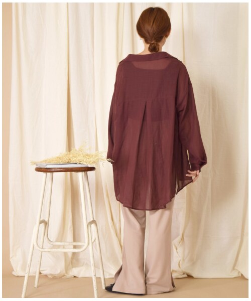 w closet(ダブルクローゼット)の「ツイルカットジョーゼットセミフレアパンツ(パンツ・レディース・ミント/ピンクベージュ/Dピンク/ブラウン・FREE)」の22枚目の写真