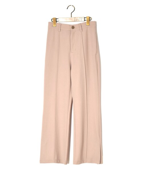 w closet(ダブルクローゼット)の「ツイルカットジョーゼットセミフレアパンツ(パンツ・レディース・ミント/ピンクベージュ/Dピンク/ブラウン・FREE)」の3枚目の写真