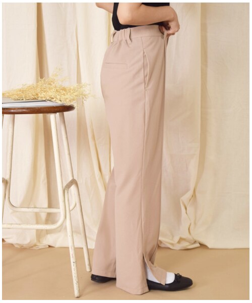 w closet(ダブルクローゼット)の「ツイルカットジョーゼットセミフレアパンツ(パンツ・レディース・ミント/ピンクベージュ/Dピンク/ブラウン・FREE)」の20枚目の写真