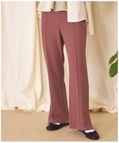 w closet(ダブルクローゼット)の「ツイルカットジョーゼットセミフレアパンツ(パンツ・レディース・ミント/ピンクベージュ/Dピンク/ブラウン・FREE)」の8枚目の写真
