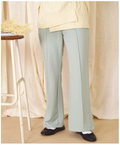 w closet(ダブルクローゼット)の「ツイルカットジョーゼットセミフレアパンツ(パンツ・レディース・ミント/ピンクベージュ/Dピンク/ブラウン・FREE)」の6枚目の写真