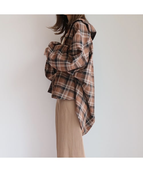 no brand（ノーブランド）の「brown check   loose  SH（シャツ/ブラウス・レディース・その他）」の4枚目の写真