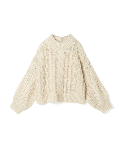 GRL（グレイル）の「ハイネックケーブルニットトップス（ニット/セーター・レディース・モカ/アイボリー/グリーン・F）」の2枚目の写真