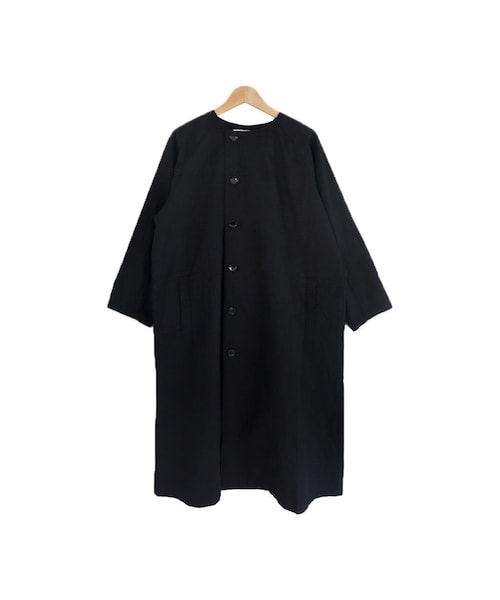 美品 HEAVENLY コットンツイル ノーカラーコート 黒ブラック ヘブンリー 美品 HEAVENLY コットンツイル ノーカラーコート 黒ブラック