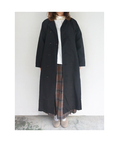 美品 HEAVENLY コットンツイル ノーカラーコート 黒ブラック ヘブンリー 美品 HEAVENLY コットンツイル ノーカラーコート 黒ブラック