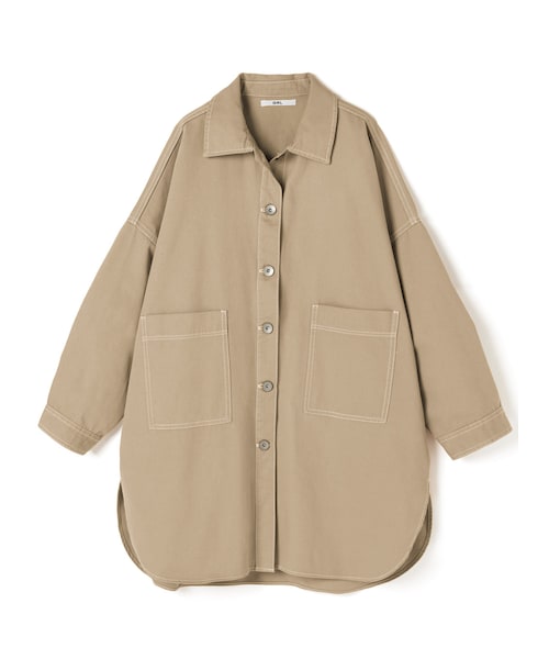 GRL（グレイル）の「ツイルオーバーサイズシャツ（シャツ/ブラウス・レディース・ベージュ/グレージュ・F）」の2枚目の写真