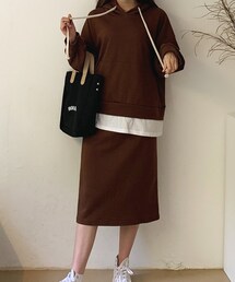 DHOLIC | レイヤードフーディ&スカートSET(パーカー)