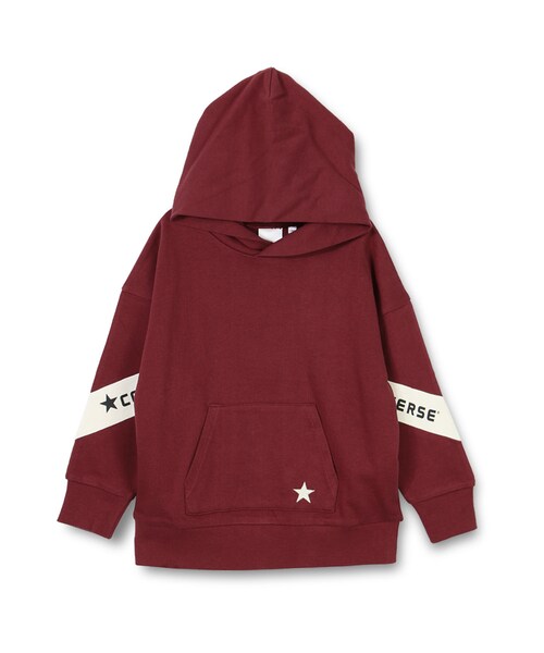 BRANSHES（ブランシェス）の「【★CONVERSE】ライン切り替えプルオーバー（パーカー・キッズ・ベージュ/エンジ・90cm～150cm）」の2枚目の写真