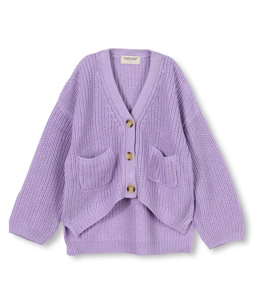 RADCHAP（ラッドチャップ）の「ざっくりニットカーディガン（カーディガン/ボレロ・キッズ・アイボリー/ラベンダー・90cm～140cm）」の2枚目の写真