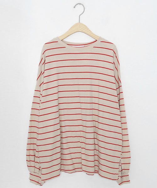 DHOLIC（ディーホリック）の「ルーズボーダーTシャツ（Tシャツ/カットソー・レディース・ブラック/ベージュ/その他・FREE）」の2枚目の写真