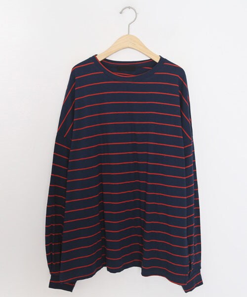 DHOLIC（ディーホリック）の「ルーズボーダーTシャツ（Tシャツ/カットソー・レディース・ブラック/ベージュ/その他・FREE）」の3枚目の写真