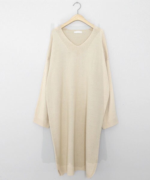 DHOLIC(ディーホリック)の「Vネックニットワンピース(ワンピース・レディース・その他/ブラウン/ブルー/ブラック・FREE)」の1枚目の写真