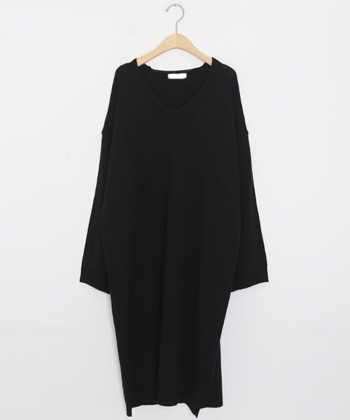 DHOLIC(ディーホリック)の「Vネックニットワンピース(ワンピース・レディース・その他/ブラウン/ブルー/ブラック・FREE)」の2枚目の写真