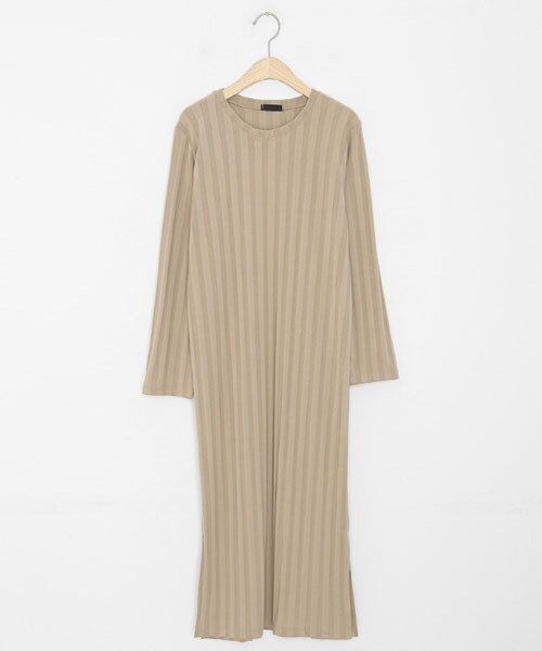 DHOLIC（ディーホリック）の「リブスリットワンピース（ワンピース・レディース・ブラック/ベージュ・FREE）」の2枚目の写真