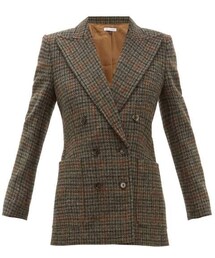 Bella Freud - Bianca Double Breasted Wool Tweed Blazer - Womens - Brown Multi