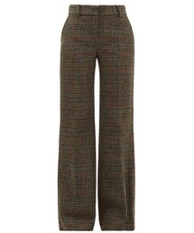 Bella Freud - David Checked Wool Tweed Wide Leg Trousers - Womens - Brown Multi